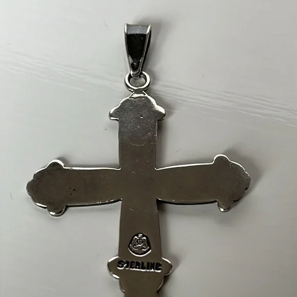 Victoria Cony Sterling Silver Taxco Mexico Cross Pendant - Picture 5 of 10
